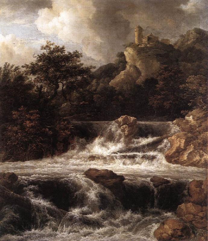 Jacob van Ruisdael Waterfall with Castle  Built on the Rock oil painting picture